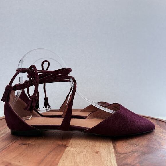 Halogen Shoes Womens Size 8 Suede Lace Up Flats Pointed Toe Tassel Ballet - Picture 1 of 10